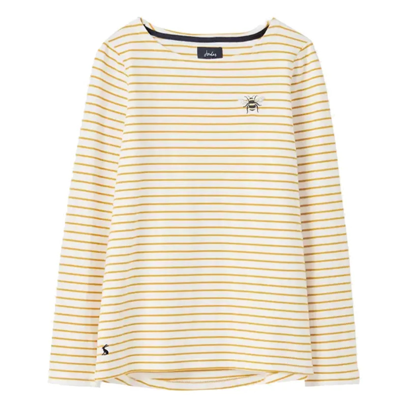 Joules Harbour Print Top - Cream Gold Stripe 